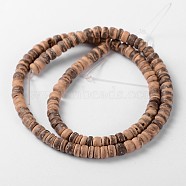 Natural Coconut Rondelle Bead Strands, 5.5x1.5~5mm, Hole: 1mm, about 124pcs/strand, 15.7 inch(X-COCB-O001-11)
