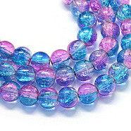 Baking Painted Transparent Crackle Glass Round Bead Strands, Plum, 4.5~5mm, Hole: 1mm, about 200~210pcs/strand, 31.4 inch(DGLA-Q018-4mm-64)