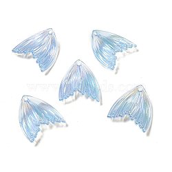 UV Plating Rainbow Iridescent Transparent Acrylic Pendants, Fishtail Charm, Light Sky Blue, 27x25.7x5mm, Hole: 1.6mm(PACR-M002-09D)