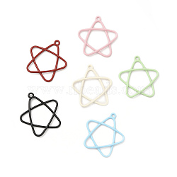Rack Plating Alloy Pendants, Spray Painted Star Charms, Cadmium Free & Nickel Free & Lead Free, Mixed Color, 33.5x31x2.5mm, Hole: 2.2mm(FIND-C018-10)