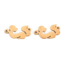 304 Stainless Steel Links Connectors, Laser Cut, Squirrel, Real 14K Gold Plated, 8.5x16x1mm, Hole: 1.2mm(STAS-S116-205G)