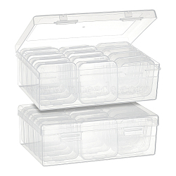 Rectangle PP Plastic Bead Organizer Storage Box with 12Pcs Small Plastic Hinged Lid Beads Containers, WhiteSmoke, Big Box: 11x16.5x6cm(CON-WH0088-32)