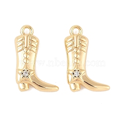 Brass Micro Pave Cubic Zirconia Pendants, Boot Charms, Real 18K Gold Plated, 16.5x11.5x3.5mm, Hole: 1.4mm(KK-R219-07G)