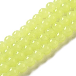Imitation Jade Glass Beads Strands, Spray Painted, Round, Pale Green, 8mm, Hole: 1.3~1.6mm, about 100pcs/strand, 31.4 inch(DGLA-S076-8mm-17)