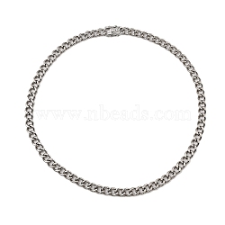 304 Stainless Steel Cuban Link Chain Necklaces, Stainless Steel Color, 24.13 inch(61.3cm)(NJEW-D050-01D-P)