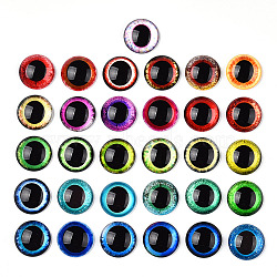 Glass Cabochons, Half Round with Eye, Mixed Color, 20x6.5mm.(GGLA-T004-04)