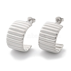 Non-Tarnish 304 Stainless Steel Stud Earrings, Arch, Stainless Steel Color, 23x14.5mm(EJEW-H115-22P)