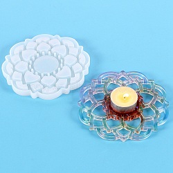 Lotus DIY Candle Holder Silicone Molds, Resin Casting Molds, For UV Resin, Epoxy Resin Jewelry Making, White, 13.5x1cm, Candle Tray: 3.8cm(DIY-F103-02)