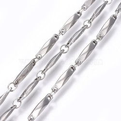 Tarnish Resistant 304 Stainless Steel Link Chains, Soldered, Rectangle, Stainless Steel Color, 11x2.5x2mm(STAS-P219-67)