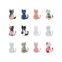 Cellulose Acetate Resin Pendants, Cat, 25x17mm, 12 colors, 2pcs/color, 24pcs/bag(RESI-CJ0001-135)