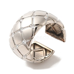 Brass Micro Pave Cubic Zirconia Open Cuff Rings, Rhombus Wide Band Rings, Platinum, Inner Diameter: 17mm(RJEW-P098-25P)