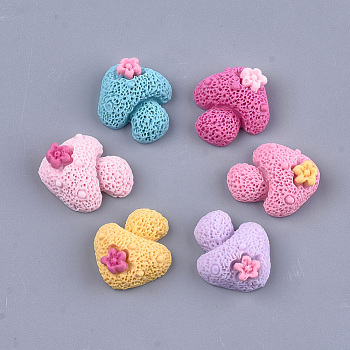 Resin Cabochons, Mushroom with Flower, Mixed Color, 20~20.5x18x7.5~8mm