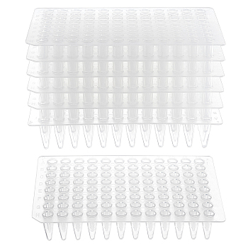 6Pcs Rectangle Plastic Disposable Cell Culture Plate, with 96-well Microplate Compartment, Bacterial Culture Plate, Clear, 79x118x20.5mm, Inner Diameter: 5.5mm, 6pcs/bag