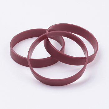 Silicone Wristbands Bracelets, Cord Bracelets, Coconut Brown, 7-1/8 inch(18cm), 12x2mm