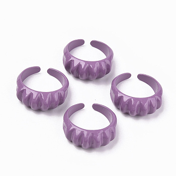 Spray Painted Alloy Cuff Rings, Open Rings, Cadmium Free & Lead Free, Dark Orchid, US Size 7 1/4(17.5mm)