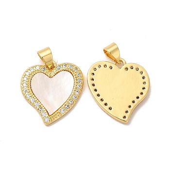 Rack Plating Brass Micro Pave  Cubic Zirconia Pendants, with Jump Rings, Cadmium Free & Lead Free, Heart, Real 18K Gold Plated, 19x17x2mm, Hole: 3x5mm