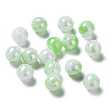 Two Tone Opaque Acrylic Beads, Round, Lime Green, 8mm, Hole: 1.8mm, about 2000pcs/500g