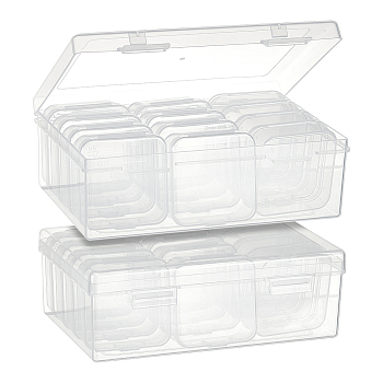 Rectangle PP Plastic Bead Organizer Storage Box with 12Pcs Small Plastic Hinged Lid Beads Containers, WhiteSmoke, Big Box: 11x16.5x6cm
