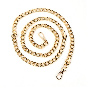 Aluminum Curb Chain Bag Strap, with Alloy Swivel Clasps, Bag Replacemnt Accessories, Golden, 120cm