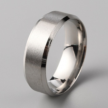 201 Stainless Steel Plain Band Ring for Men Women, Matte Stainless Steel Color, Size 12, Inner Diameter: 22.36mm