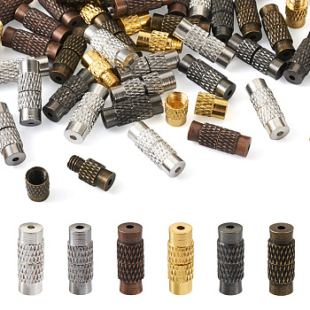 120Sets 6 Styles Column Brass Screw Clasps, Mixed Color, 11~12x4mm, Hole: 1mm, 20sets/style