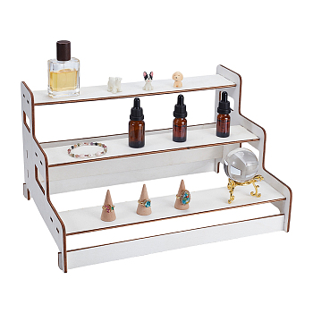 3-Tiers Wood Semicircle Dessert Display Risers, Mini Cupcake Organizer Holder, Party Supplies, White, 40.5x30x23cm