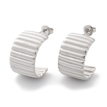 304 Stainless Steel Stud Earrings, Arch, Stainless Steel Color, 23x14.5mm