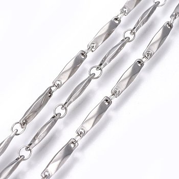 304 Stainless Steel Link Chains, Soldered, Rectangle, Stainless Steel Color, 11x2.5x2mm
