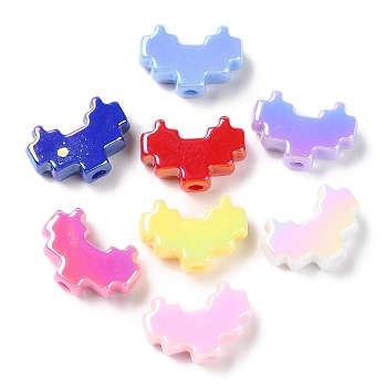 UV Plated Acrylic Beads, Iridescent, Heart, Mixed Color, 14x20x7mm, Hole: 3mm