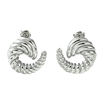 Non-Tarnish 304 Stainless Steel Stud Earrings, Vortex, Stainless Steel Color, 21.5x22mm