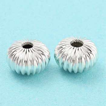 Brass Beads, Cadmium Free & Lead Free, Rondelle, 925 Sterling Silver Plated, 10x6.5mm, Hole: 2mm
