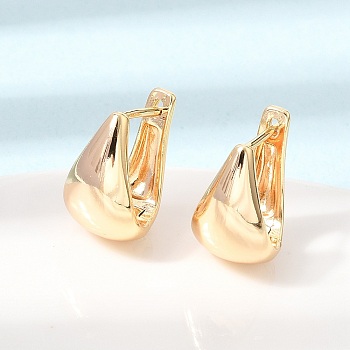 Brass Hoop Earrings for Women, Oval, Real 18K Gold Plated, 17x10x12mm