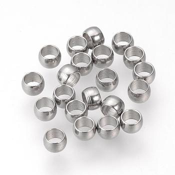 304 Stainless Steel Spacer Beads, Rondelle, Stainless Steel Color, 3x2mm, Hole: 1.8mm