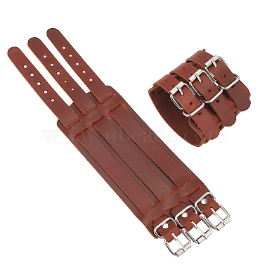 Adjustable Cowhide Cuff Cord Bracelet(BJEW-WH0020-62P-01)-7