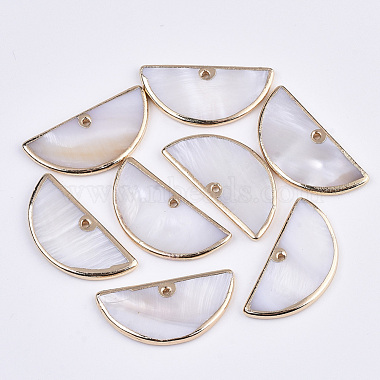 Golden Seashell Color Half Round Freshwater Shell Charms