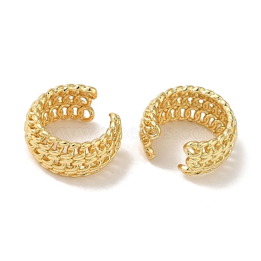 Rack Plating Curb Chain Brass Cuff Earrings for Women(EJEW-P272-10G)-2