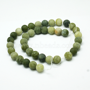 Round Frosted Natural TaiWan Jade Bead Strands(G-M248-8mm-02)-8