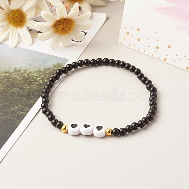 Pray & Love Acrylic Beads Stretch Bracelet Set for Gift(BJEW-JB06679)-5