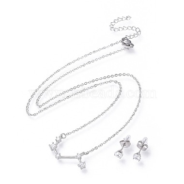 Clear Stainless Steel Stud Earrings & Necklaces