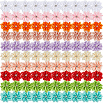 100Pcs 10 Colors Polyester Rhinestone Flower for Ornament Appliques DIY Wedding, Mixed Color, 28x28x8mm, 10pcs/color(FIND-SP0004-89)