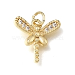 Brass Micro Pave Clear Cubic Zirconia Pendants, Butterfly Charms, Lead Free & Cadmium Free, Rack Plating, Long-Lasting Plated, Real 18K Gold Plated, 15x15.5x3mm, Hole: 3.5mm(KK-E802-01G)