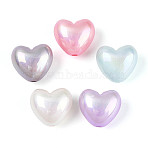 UV Plating Opaque Acrylic Beads, Bead in Bead, Pearlized, Heart, Mixed Color, 19x21x15mm, Hole: 3mm(SACR-T035-09M)