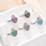 Sacred Heart Brass Micro Pave Cubic Zirconia Cuff Rings for Women, Cadmium Free & Lead Free, Rack Plating, Platinum, Mixed Color, US Size 6 1/4(16.7mm)(RJEW-B117-01P)