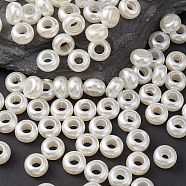ABS Plastic Imitation Pearl Rondelle Large Hole European Beads, White, 12x7mm, Hole: 5mm(MACR-YW0002-87)