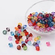 Faceted Bicone Transparent Acrylic Beads, Dyed, Mixed Color, 5mm, Hole: 1mm, about 7000pcs/500g(DBB5mm)