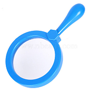 ABS Plastic Handheld Magnifier, with Glass Lenses, Deep Sky Blue, 20.5x11.5x2.8cm, Magnification: 5X, Packing Size: 20.5x11.8x2.9cm(TOOL-F008-01B)