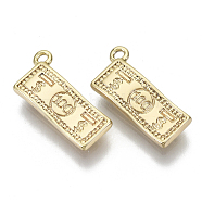 Brass Charms, Nickel Free, 100 Dollar Banknotes, Golden, 15x7x2mm, Hole: 1.2mm(KK-N232-66-NF)