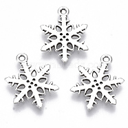 Tibetan Style Alloy Pendants, Lead Free & Cadmium Free, Snowflake, Antique Silver, 19.5x15x1.5mm, Hole: 1.2mm, about 500pcs/500g(TIBE-N010-15AS-RS)