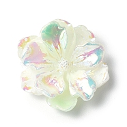 Luminous Resin Cabochons, AB Color, Glow in the Dark Flower, Pale Green, 23.5x8mm(RESI-E033-02D)