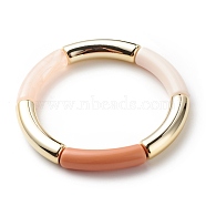 Acrylic Curved Tube Beaded Stretch Bracelet for Women, Chocolate, Inner Diameter: 2-1/8 inch(5.3cm)(BJEW-JB08438-01)